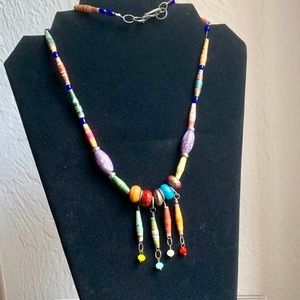 Handmade paper bead necklace